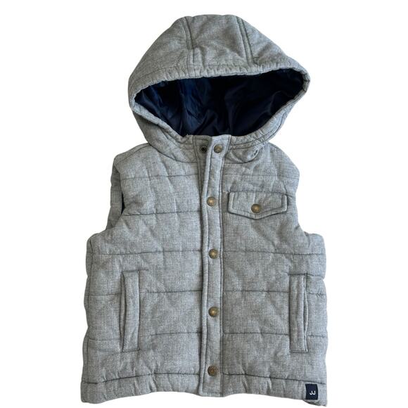 JANIE AND JACK Baby Boy Heather Gray Hooded Quilted Vest 18-24m - Picture 1 of 6